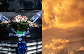 voiture de mariés - Ciel